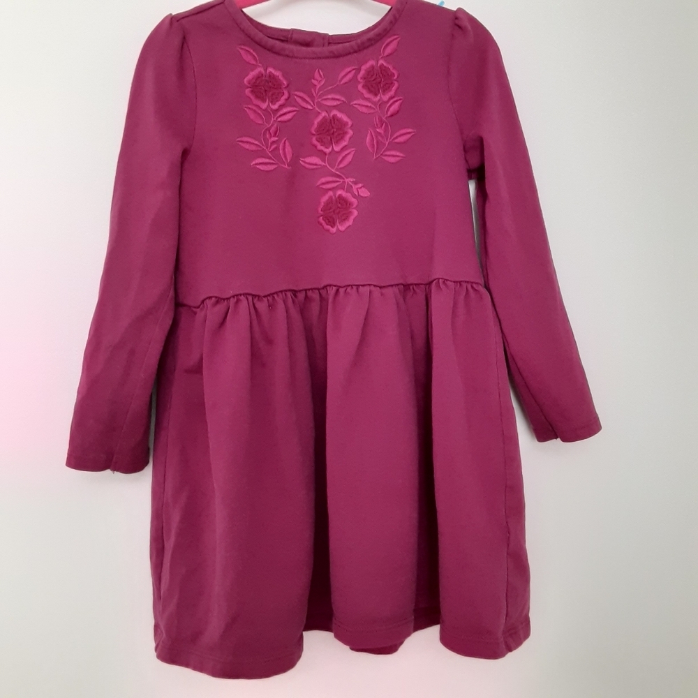 ✨5/$25✨4T Fuschia dress with embroidered flowers